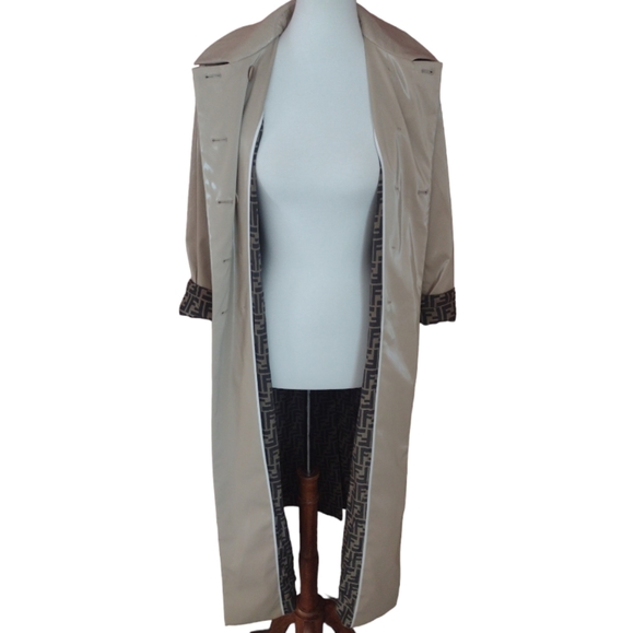 Authentic Fendi A Effet Verni Long Trench Coat - Picture 13 of 17